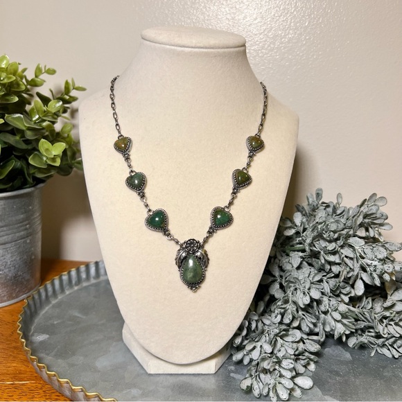 Kingman Turquoise Heart Station Necklace | 925 Sterling Silver - Picture 13 of 15